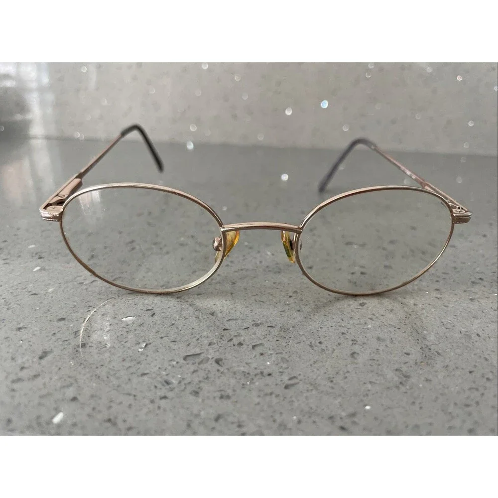 GUESS EYEGLASSES FRAMES ONLY BRN 47-20 140 gold round full rim